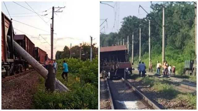 Появились фото поезда, который сошел с рельсов под Киевом